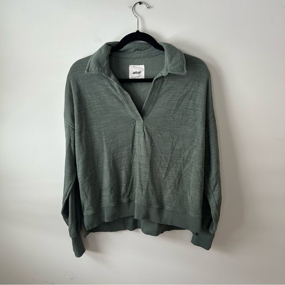 Aerie Endless Summer Polo Sweatshirt Green - Picture 6 of 12